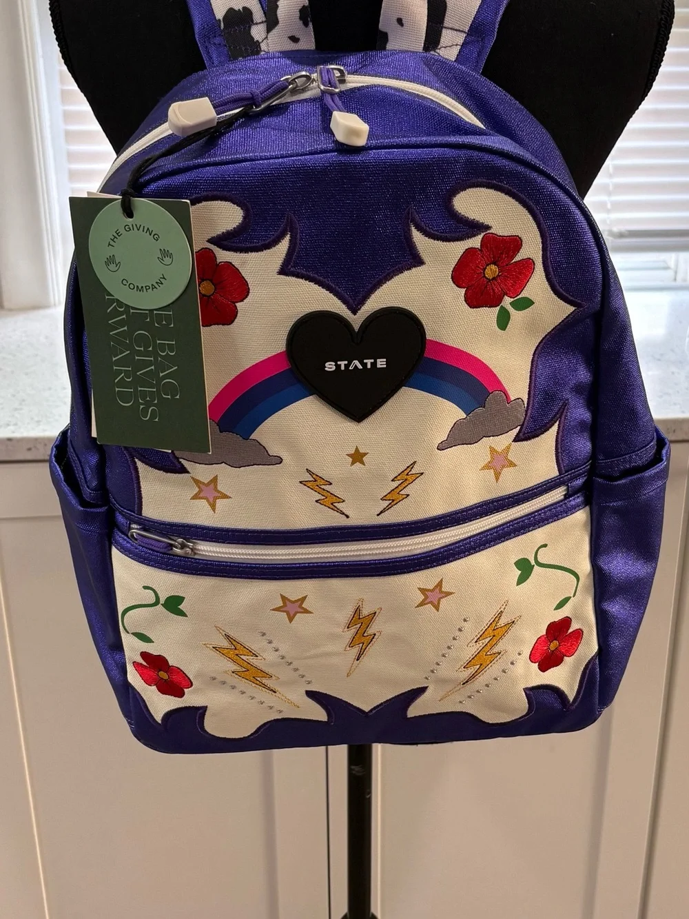 NWT STATE Purple Metallic Kane Kids Travel Cowgirl